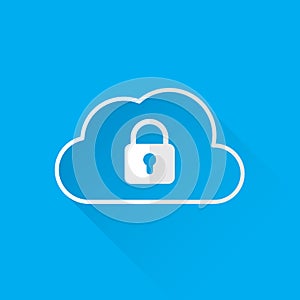 Cloud data security services concept. cloud icon with padlock. vector