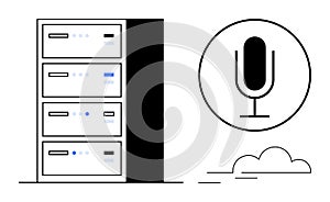 Cloud Data Server and Microphone Representing Voice Technology Integration