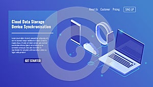 Cloud data server storage, electronic devices data synchronization, mobile phone smartphone, smartwatch, laptop