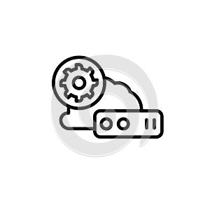 Cloud Data settings icon outline collection in black and on white background