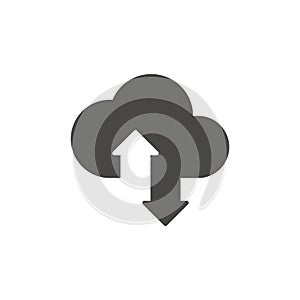 Cloud data storage with arrows icon