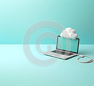 Cloud data storage, cloud computing and data transfer concept. AI generated