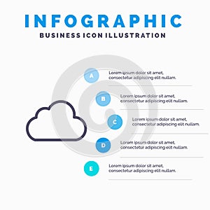 Cloud, Data, Storage, Cloudy Line icon with 5 steps presentation infographics Background