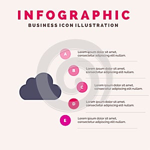 Cloud, Data, Storage, Cloudy Solid Icon Infographics 5 Steps Presentation Background