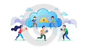 Cloud Data Storage & Collaboration Vector Illustration, vector design Generative AI