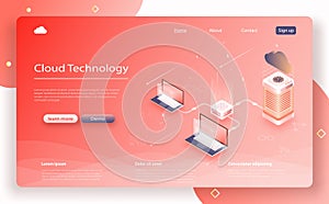 Cloud data storage 3d isometric infographic illustration