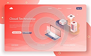 Cloud data storage 3d isometric infographic illustration