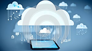 Cloud data storage, data transfer concept. AI generated