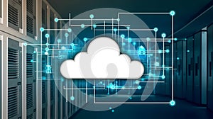 Cloud data storage, data transfer concept. AI generated