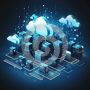 Cloud data storage, database, cloud computing concept