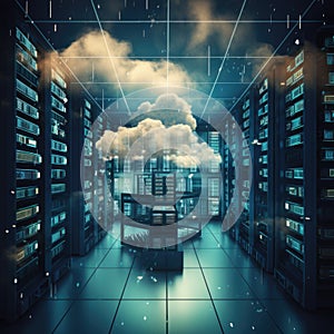 Cloud data storage, database, cloud computing concept