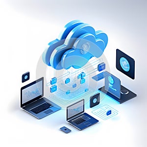 Cloud data storage, database, cloud computing concept