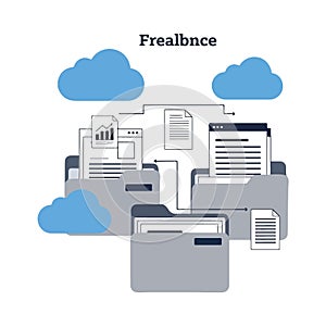 Cloud Data Storage and Document Management System Illustration