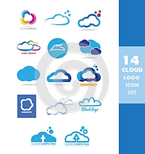 Cloud data storage logo icon set