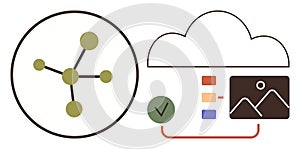 Cloud Data Storage and Network Connection Concept with Icon Design
