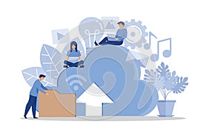 cloud data storage, online store on the network on the server,