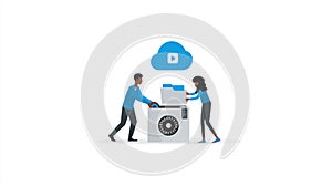 Cloud Data Storage and Security - People Saving Files to Safe