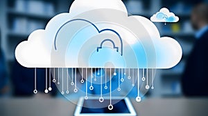 Cloud data storage, data transfer concept. AI generated