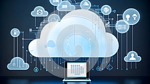 Cloud data storage, data transfer concept. AI generated