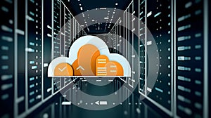 Cloud data storage, data transfer concept. AI generated