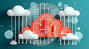 Cloud data storage, data transfer concept. AI generated