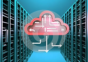 Cloud data storage, data transfer concept. AI generated