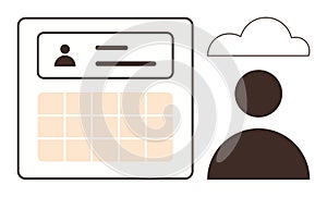 Cloud Data Storage and User Management Concept Grid Interface and User Icon