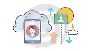 Cloud Data Sync People Connection, vector design Generative AI