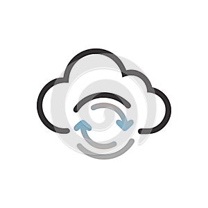 Cloud Data Sync: Cloud Storage with Circular Arrows, Data Transfer Concept
