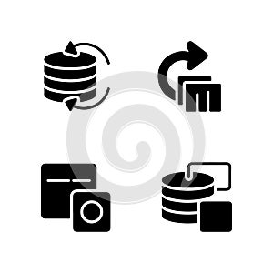Cloud data sync system solid icons
