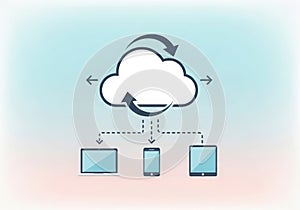 Cloud data synchronization across multiple digital devices concept art