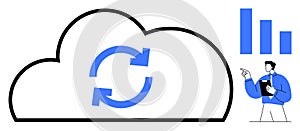 Cloud Data Synchronization and Analysis with Growth Chart and Business Professional