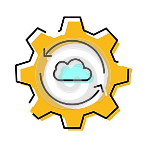 Cloud data synchronization automatic process gear icon