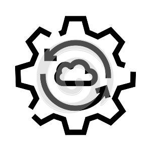 Cloud data synchronization process with automation gear icon