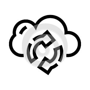 Cloud data synchronization process with circular arrows