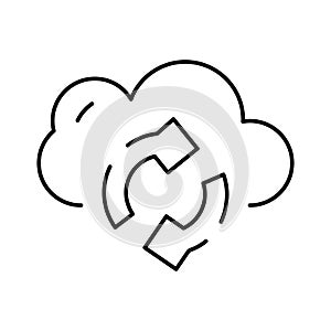 Cloud data synchronization process with refreshing arrows icon
