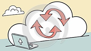 Cloud Data Synchronization and Two-Way Communication, vector design Generative AI