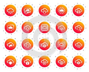 Cloud data and technology icons. Set of Hosting, Computing data and File storage. Vector