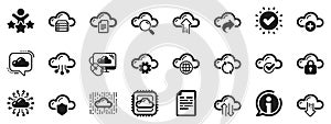 Cloud data and technology icons. Set of Hosting, Computing data and File storage. Vector