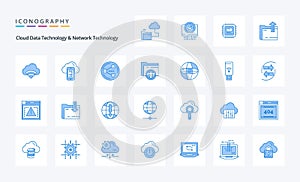 25 Cloud Data Technology And Network Technology Blue icon pack