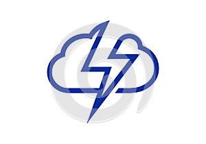 Cloud Data Thunderbolt Icon, Cloud With Lighting bolt Logo