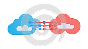 Cloud Data Transfer, Connectivity and Cloud Computing, vector design Generative AI