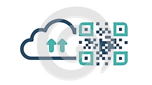 Cloud Data Transfer with QR Code, vector design Generative AI