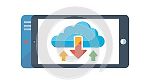 Cloud Data Transfer to Tablet, Digital Information Flow, vector design Generative AI