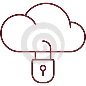 Cloud data under lock vector icon privacy secure