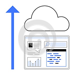 Cloud Data Upload System with Growth Arrow and Data Dashboard Interface