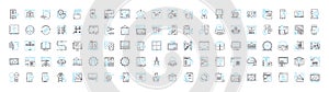 Cloud data vector line icons set. Cloud, Data, Storage, Platform, Computing, Backup, Virtualization illustration outline