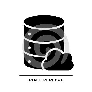Cloud database black glyph icon