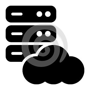 Cloud Database, Cloud Hosting, Cloud Server Glyph Solid Icon
