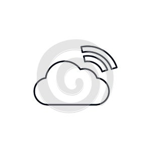Cloud database, computer technology thin line icon. Linear vector symbol